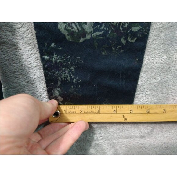 7 For All Mankind Jeans Womens 26 Black Denim Floral Skinny Mid Rise Stretch - Picture 6 of 9